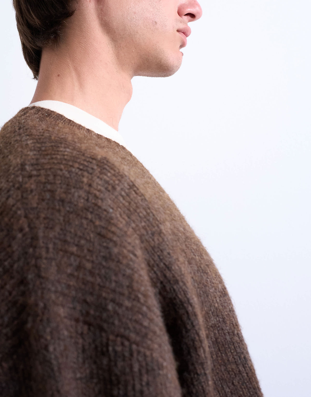 Topman oversized fit v neck jumper in brown