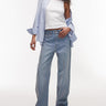 Jean coupe droite ample taille mi-haute Topshop délavé