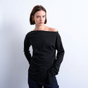 Top Topshop asymétrique en jersey noir à manches longues et col bateau