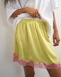 Topshop satin lace petticoat in lime with pink lace