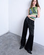 Topshop satin tie waist wide leg trouser in black
