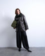 Topshop shearling oversized patch pocket mid length funnel neck car coat in black