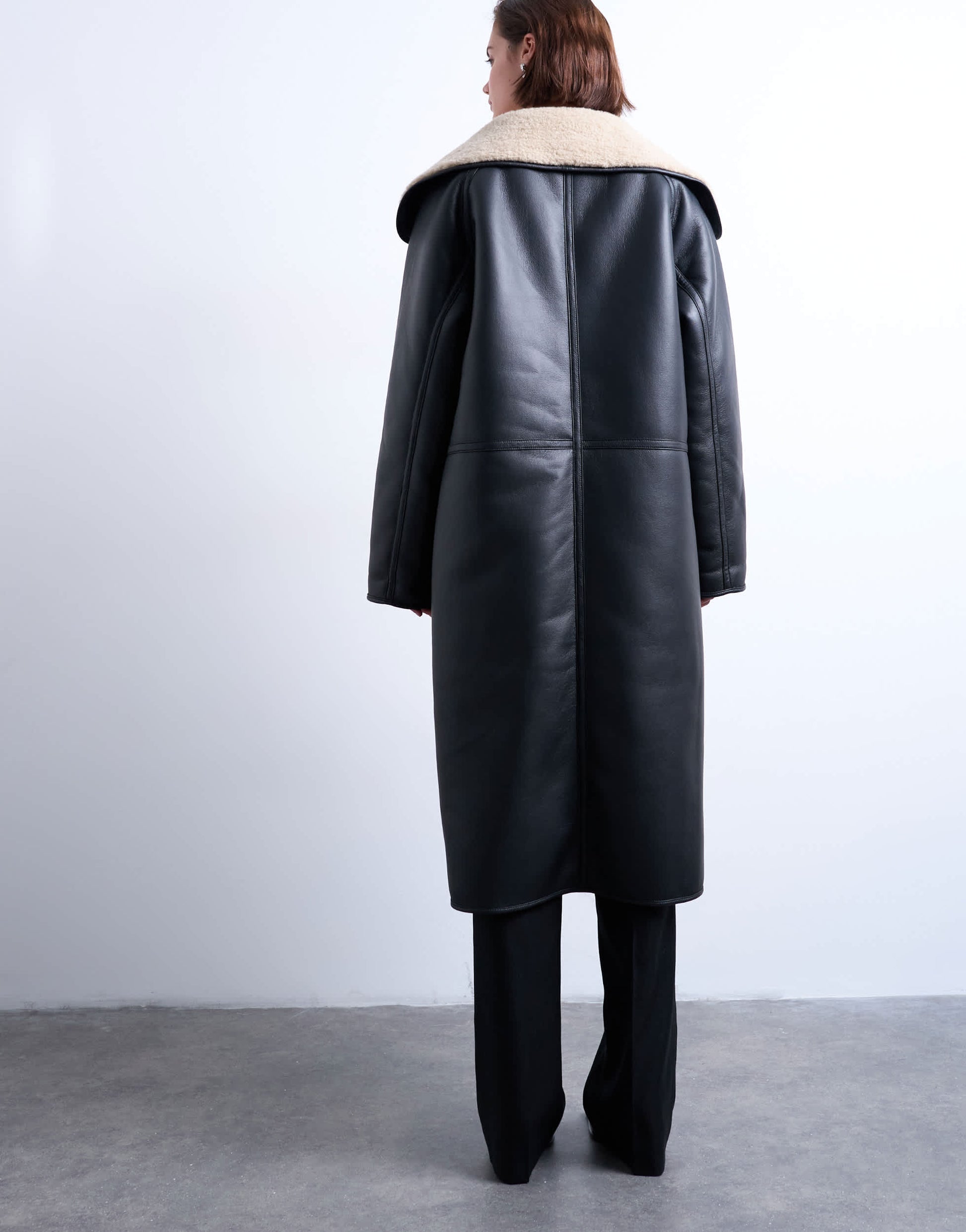 Topshop oversized longline coat in black and cream