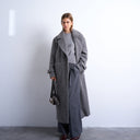 Topshop ungefütterter, weich gebürsteter langer Chuck-Mantel in Anthrazit