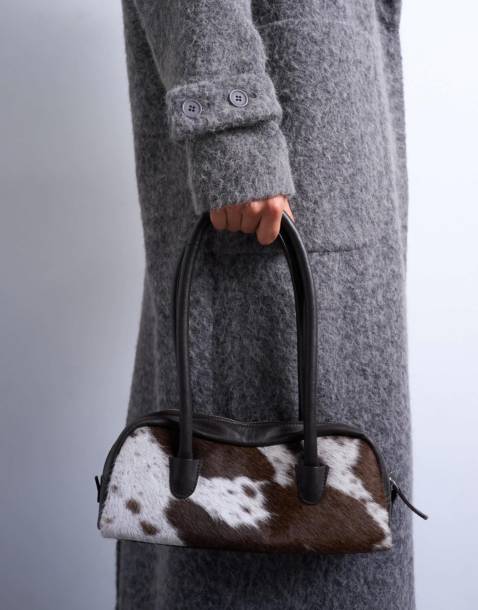 Topshop unlined soft brushed chuck on longline coat in charcoal