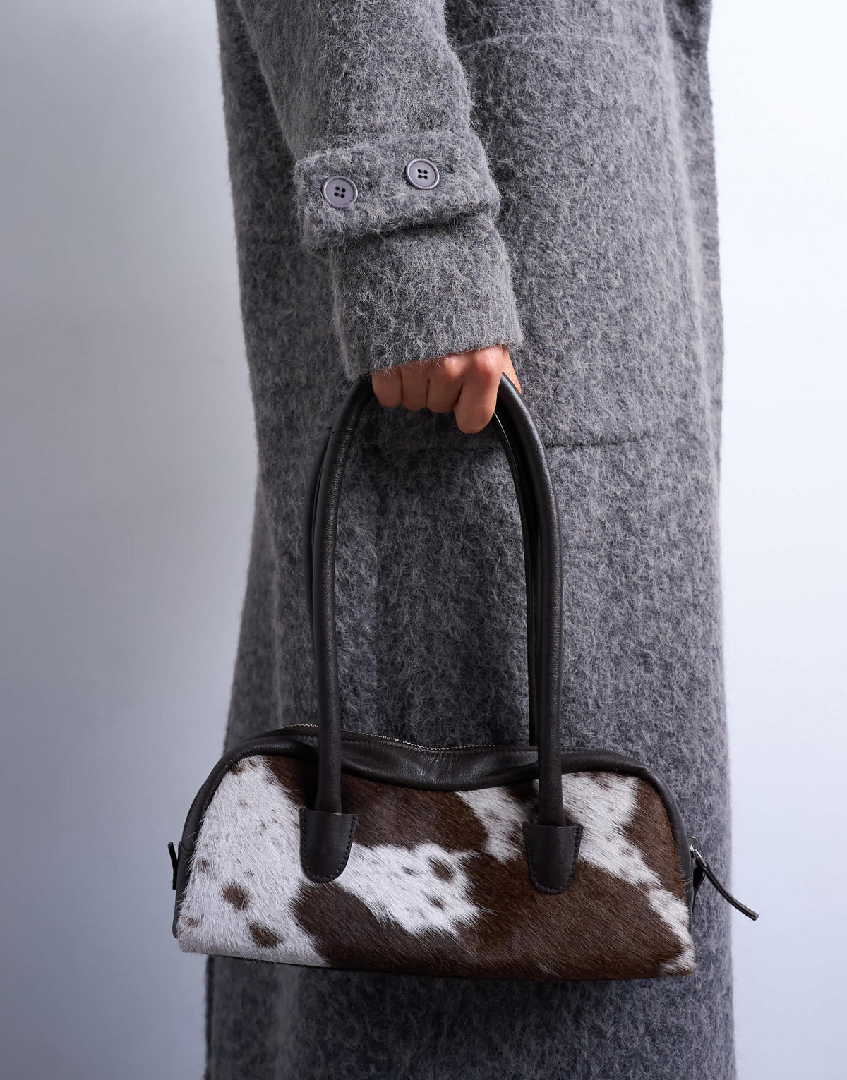 Topshop unlined soft brushed chuck on longline coat in charcoal