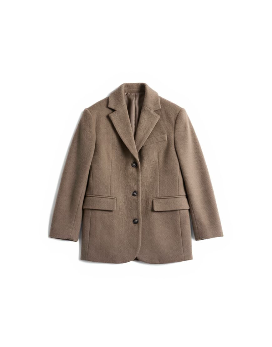 Topshop brushed three button blazer coat in camel