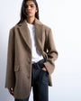 Topshop brushed three button blazer coat in camel