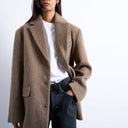 Topshop brushed three button blazer coat in camel