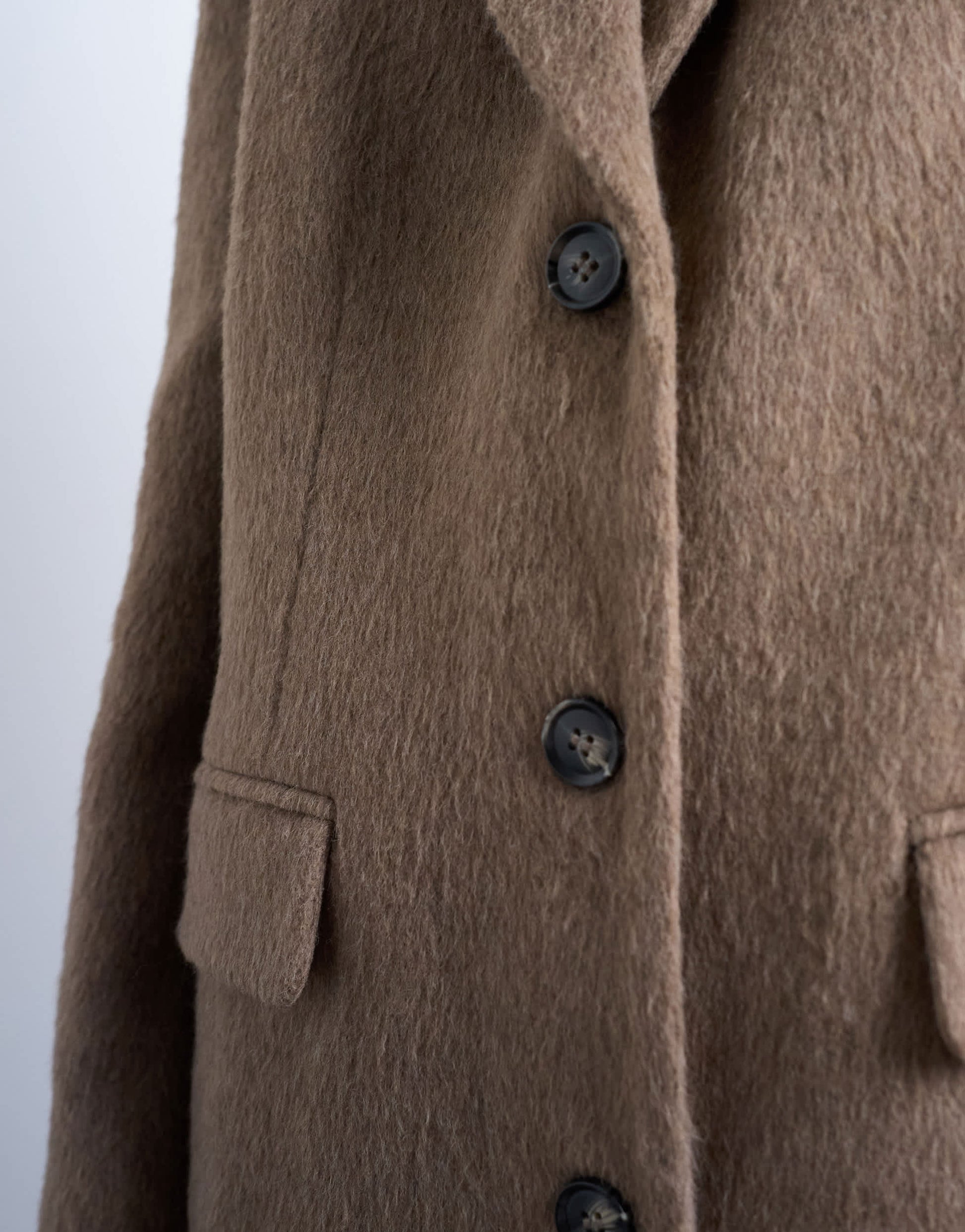 Topshop brushed three button blazer coat in camel
