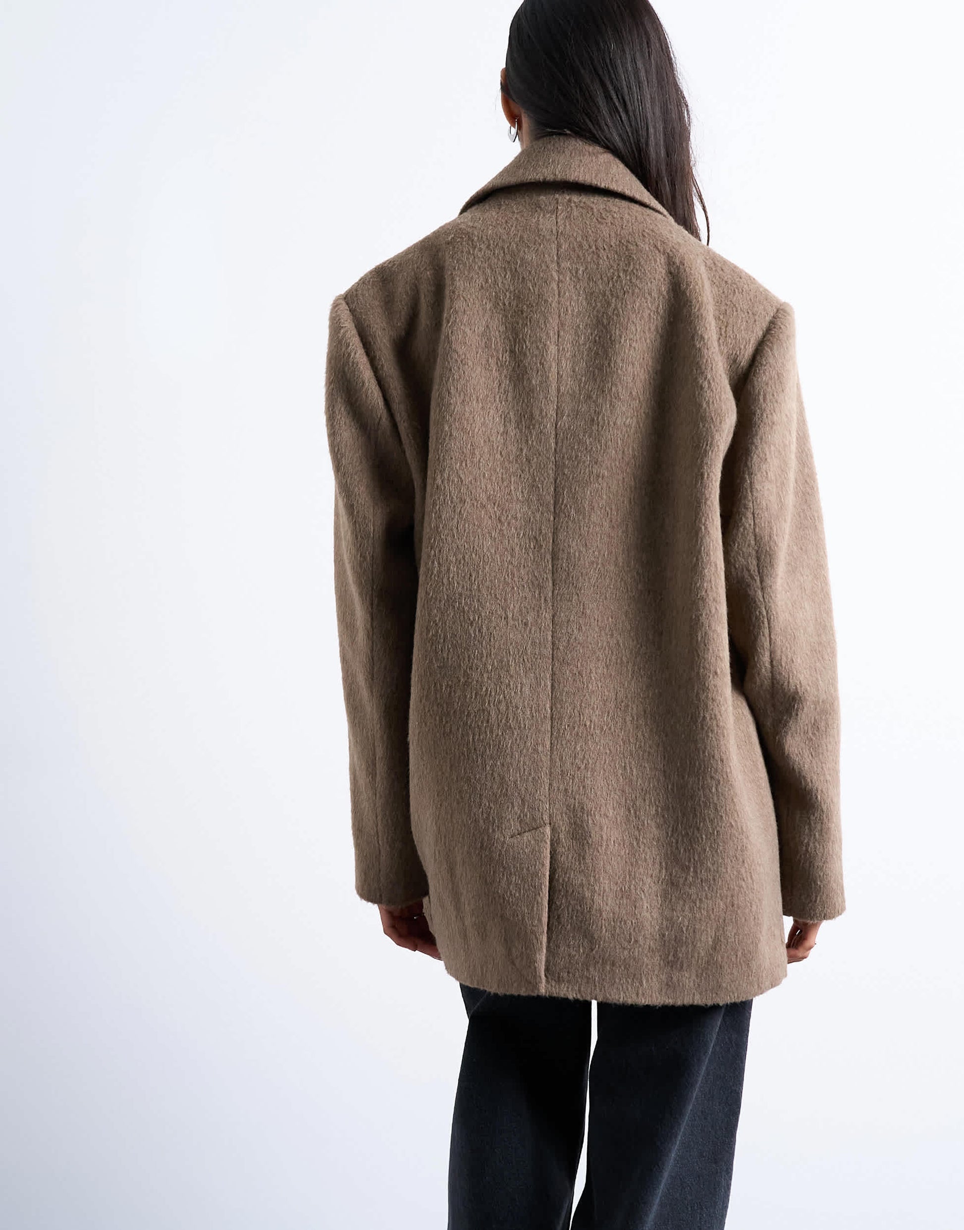 Topshop brushed three button blazer coat in camel