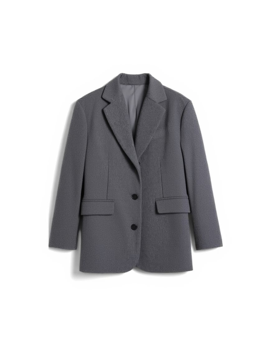 Topshop brushed three button blazer coat in charcoal