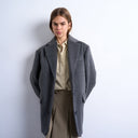 Topshop brushed three button blazer coat in charcoal