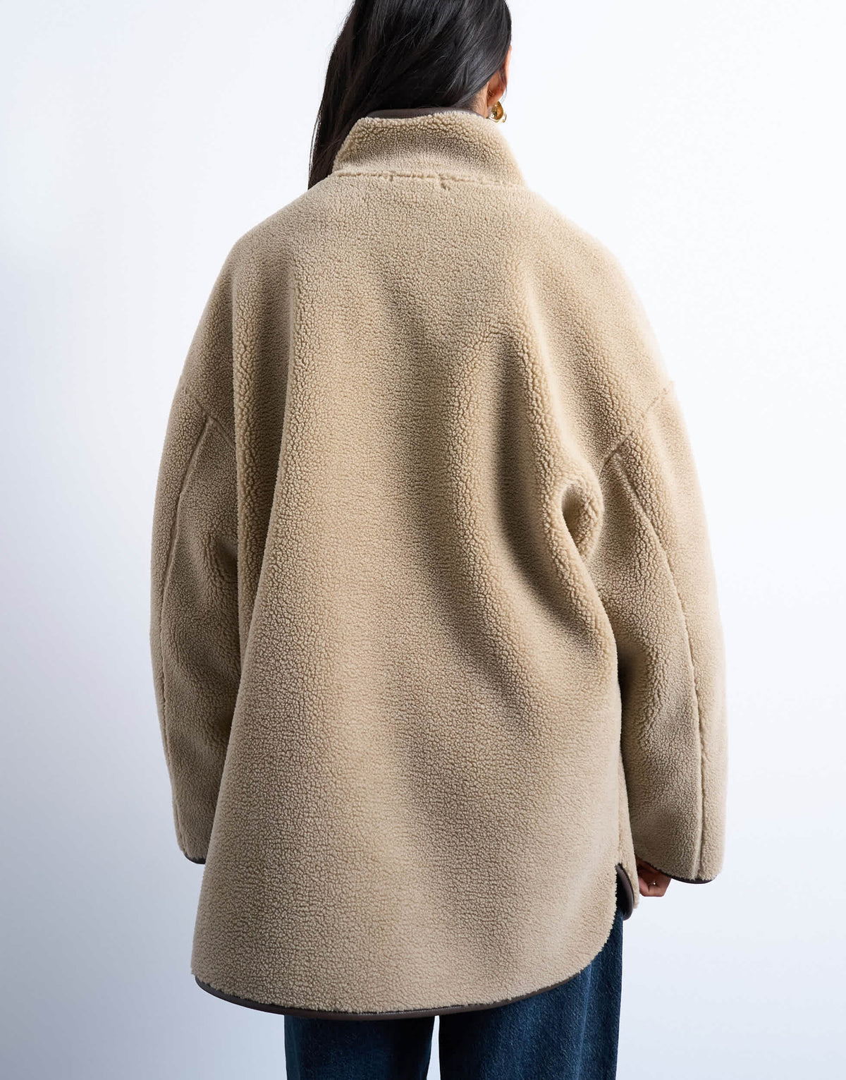 Topshop longline high neck chuck on shearling in teddy