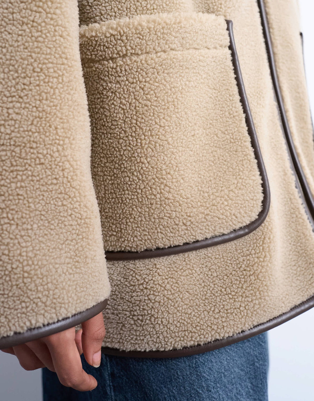 Topshop longline high neck chuck on shearling in teddy