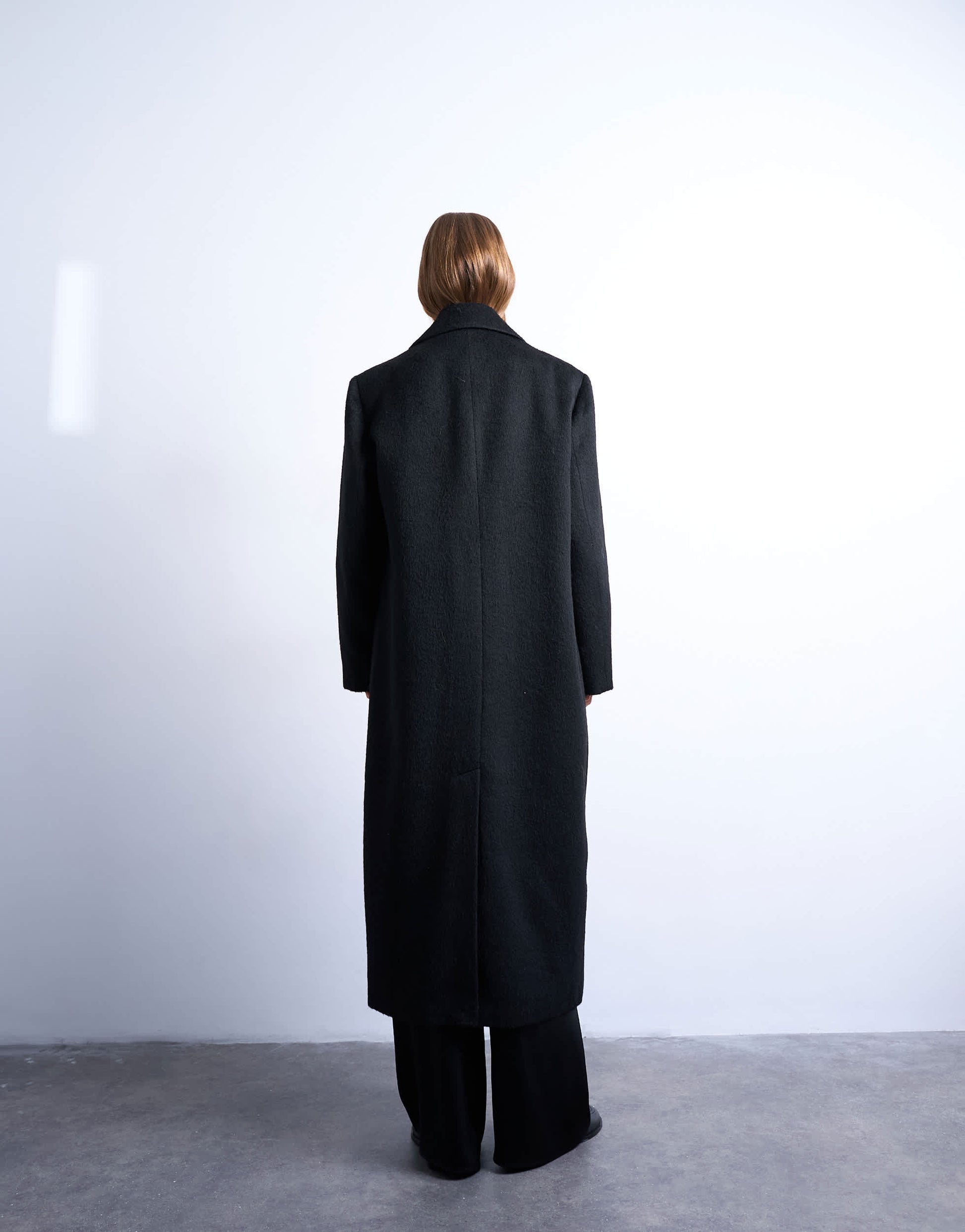 Topshop brushed three button longline blazer coat in black