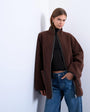 Topshop longline high neck chuck on shearling in chocolate