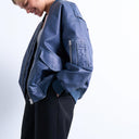 Topshop faux leather washed MA1 bomber jacket in denim blue