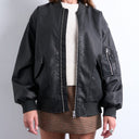 Topshop Oversize-Bomberjacke MA1 aus gewaschenem Kunstleder in Schwarz