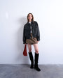Topshop oversized faux leather bubble boxy zip through bomber jacket in black