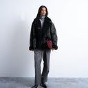 Topshop shearling super oversized car coat in black