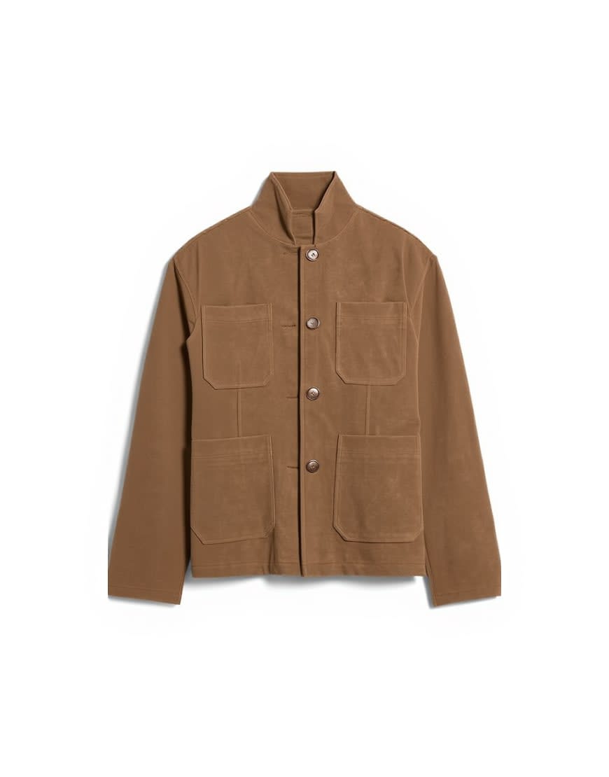 Topshop faux suede boxy casual shacket in tan