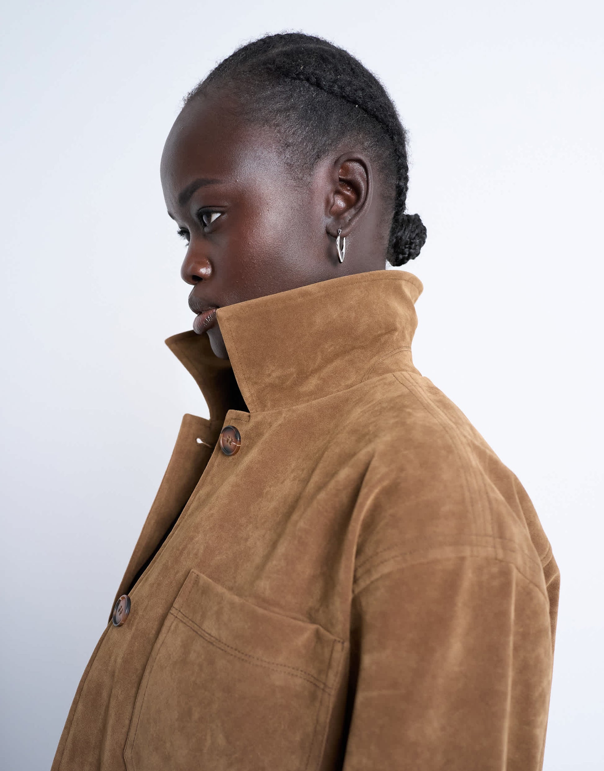 Topshop faux suede boxy casual shacket in tan