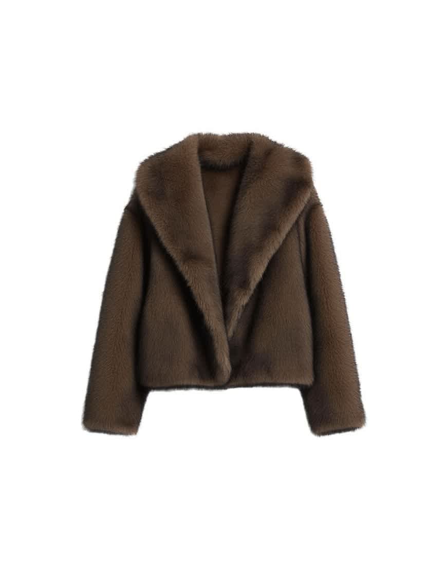 Topshop faux fur boxy shawl coat in mink
