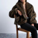 Topshop faux fur boxy shawl coat in mink