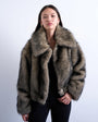 Topshop faux fur zip thru bomber jacket in natural