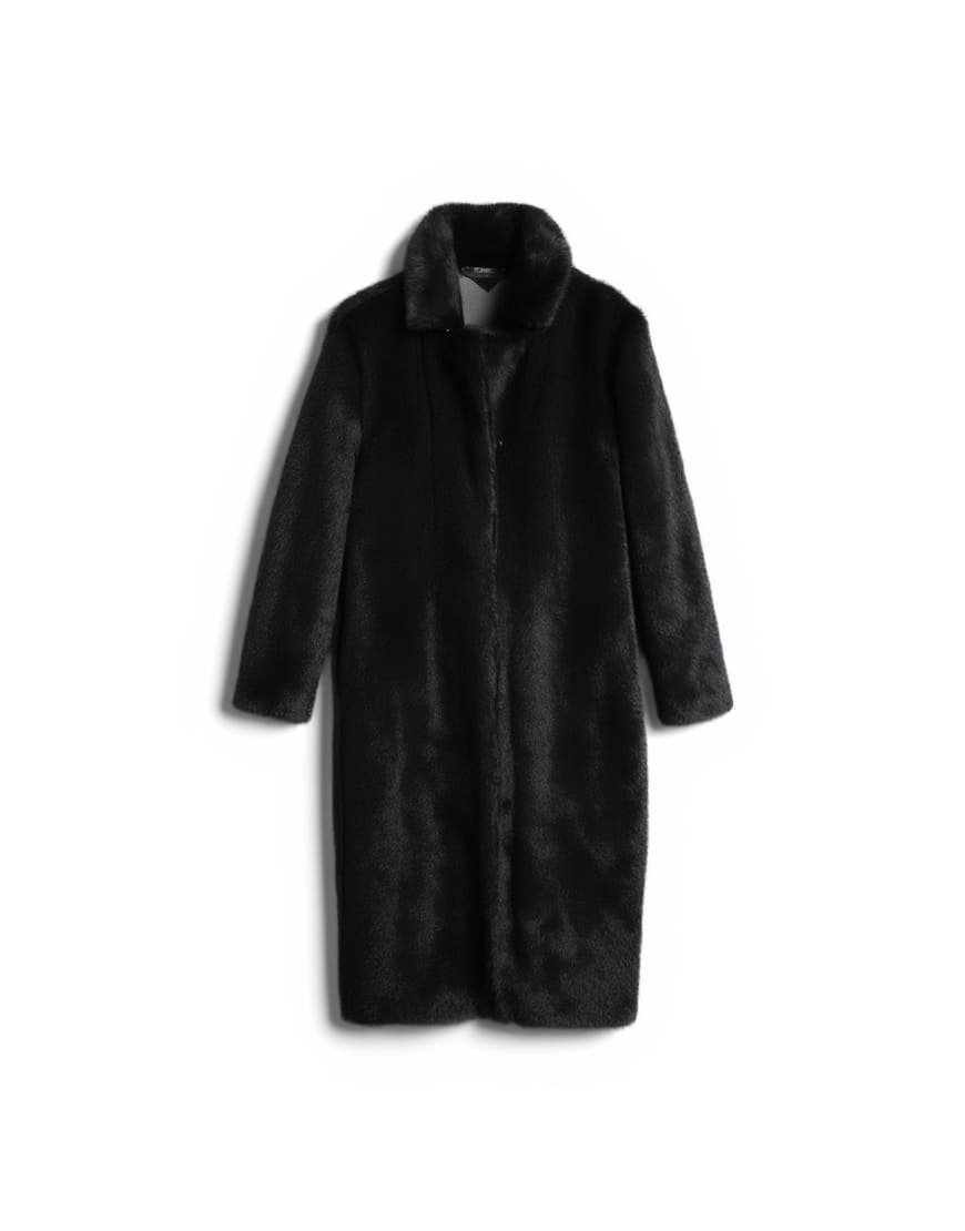 Topshop faux fur going out longline coat in chocolate