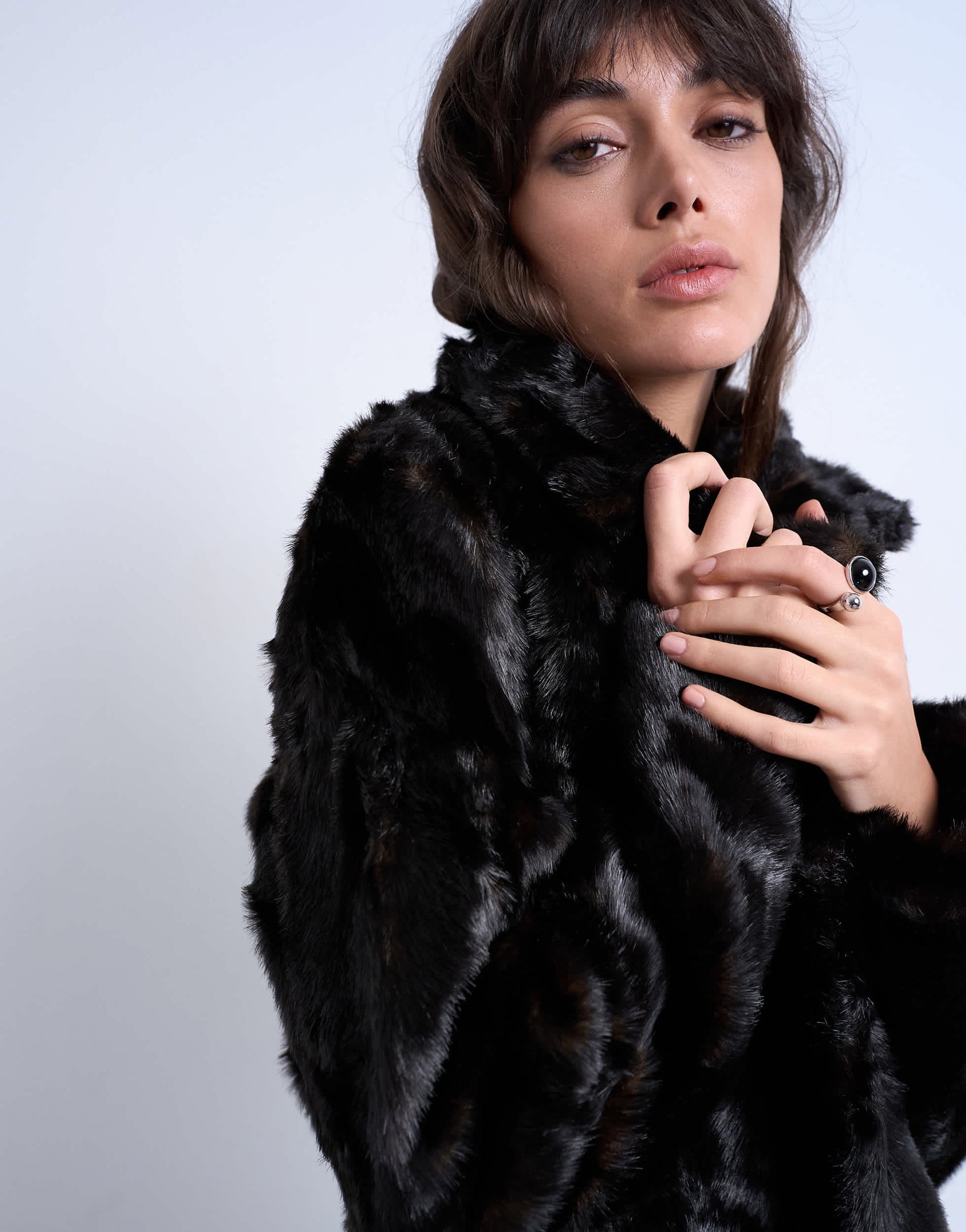 Topshop faux fur going out longline coat in chocolate