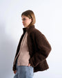 Topshop oversized funnel fleece jacket in chocolate speckle