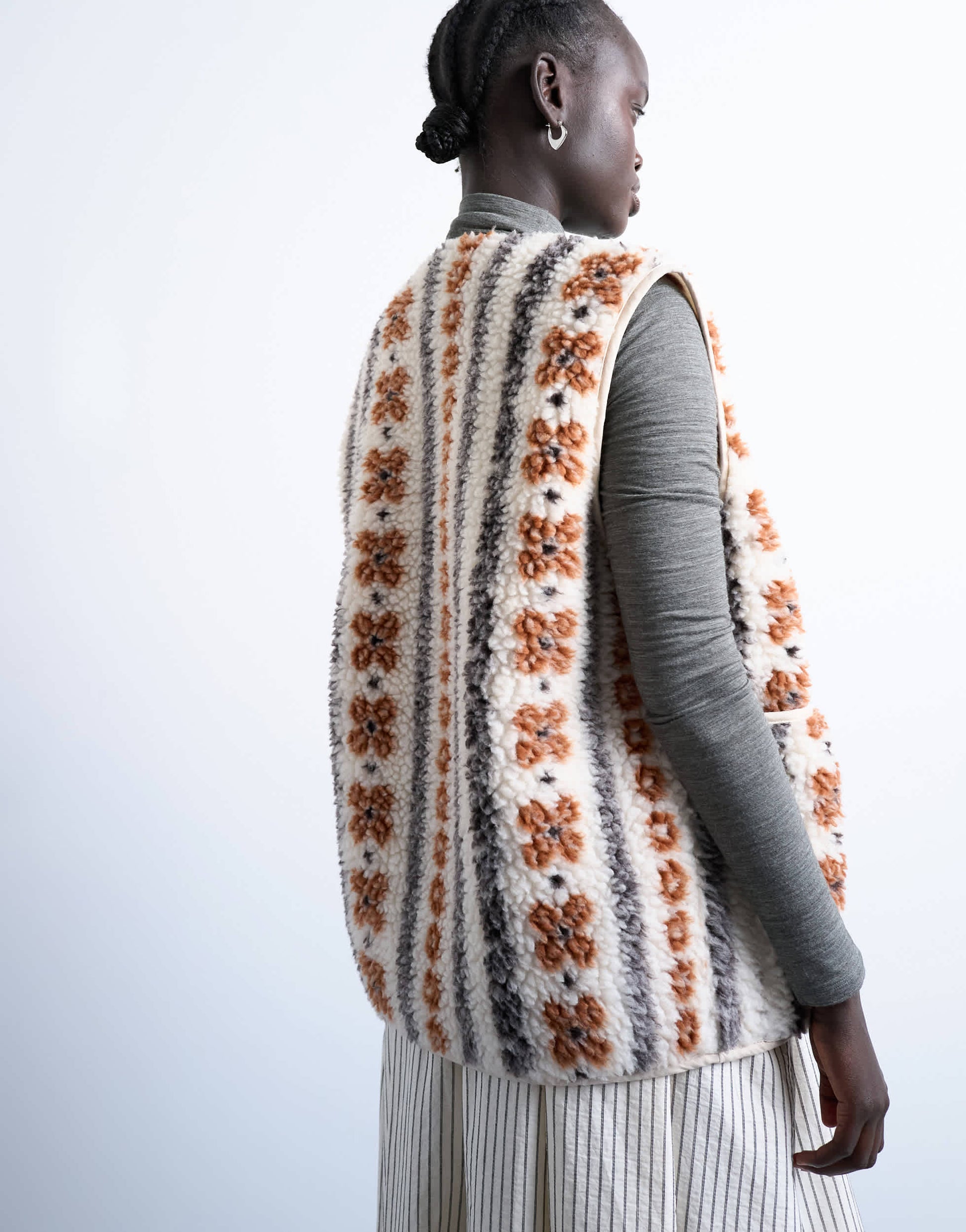 Topshop borg abstract printed gilet in multi