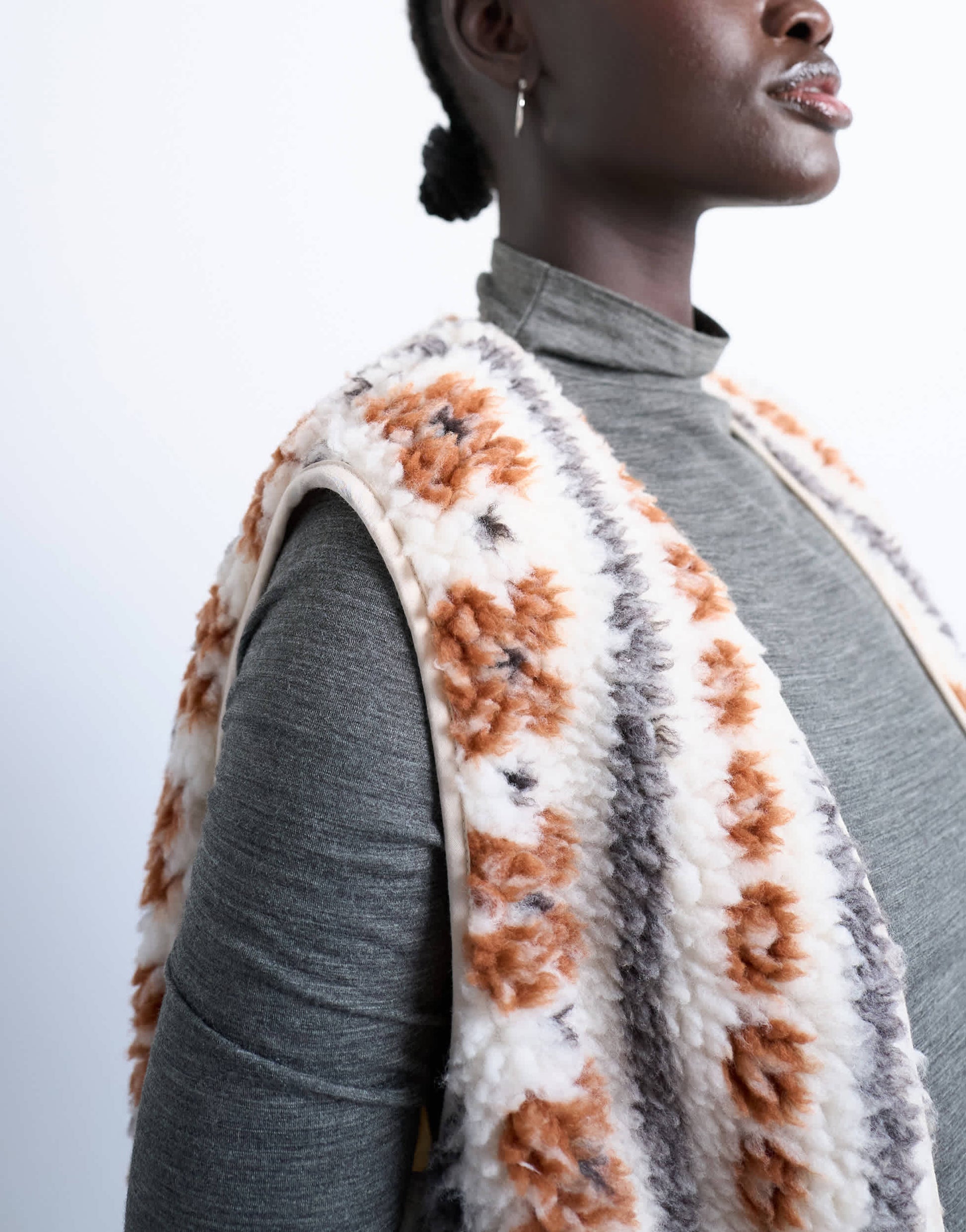 Topshop borg abstract printed gilet in multi