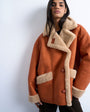 Topshop shearling  super oversized car coat in tan and cream