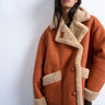 Topshop Shearling-Oversized-Automantel in Beige und Creme
