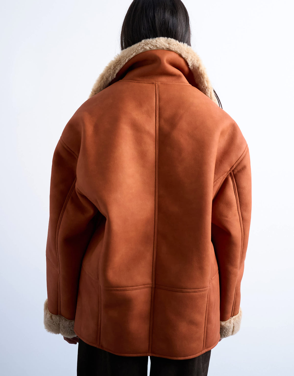 Topshop shearling  super oversized car coat in tan and cream
