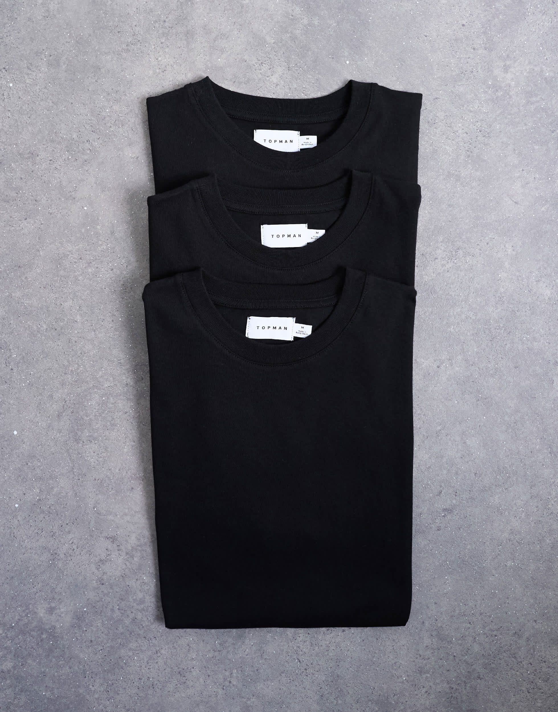 T-shirt classique noir (lot de 3) Topman
