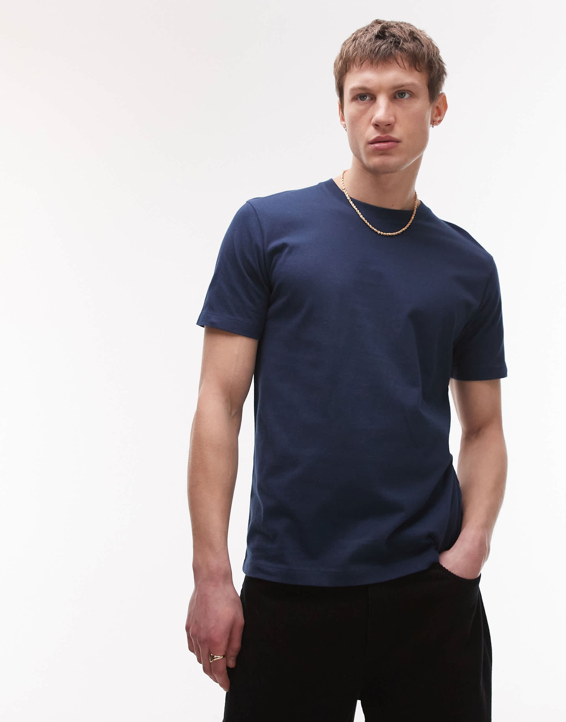Topman classic fit t-shirt in navy