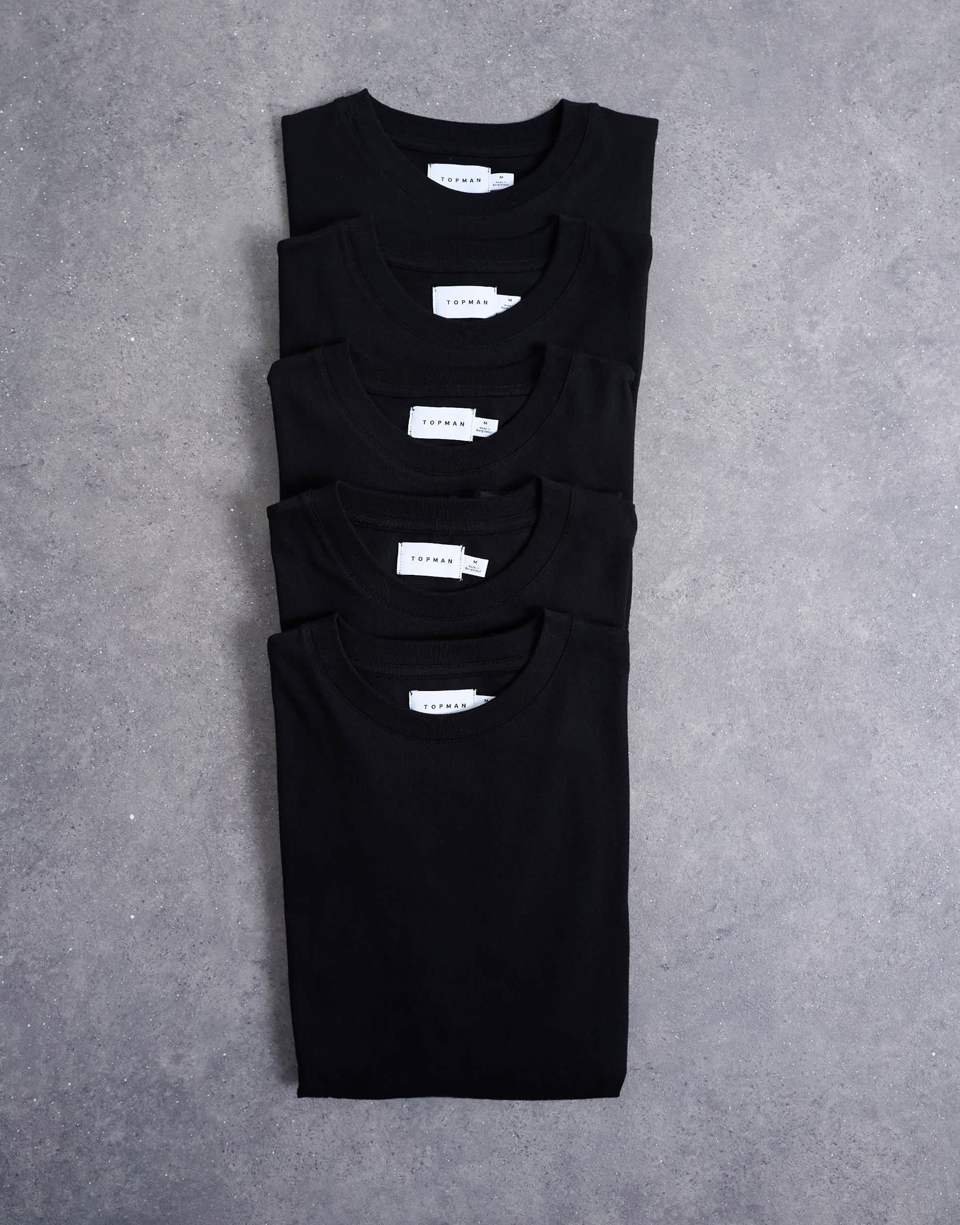 Topman 5 pack classic fit t-shirt in black