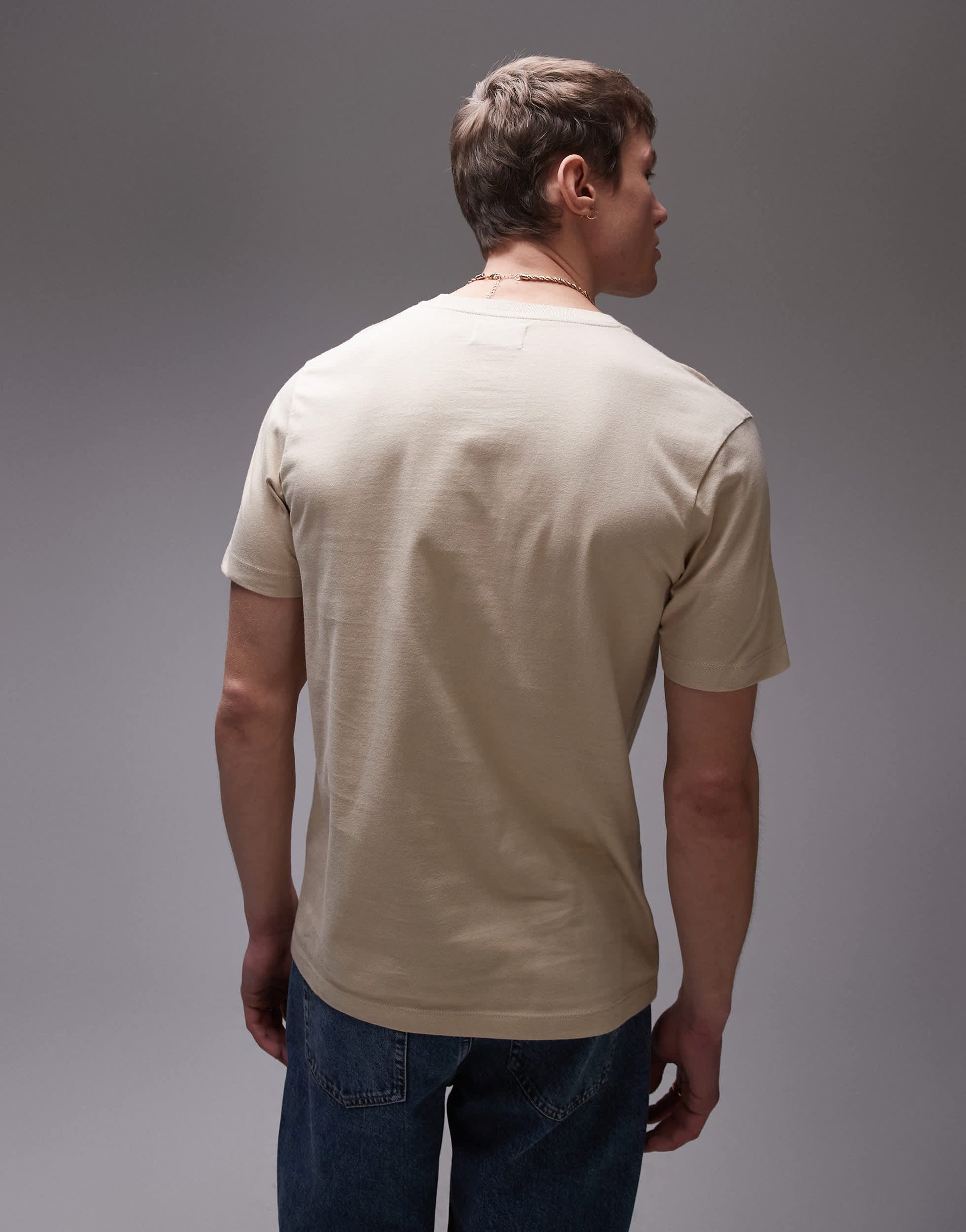Topman classic fit t-shirt in stone