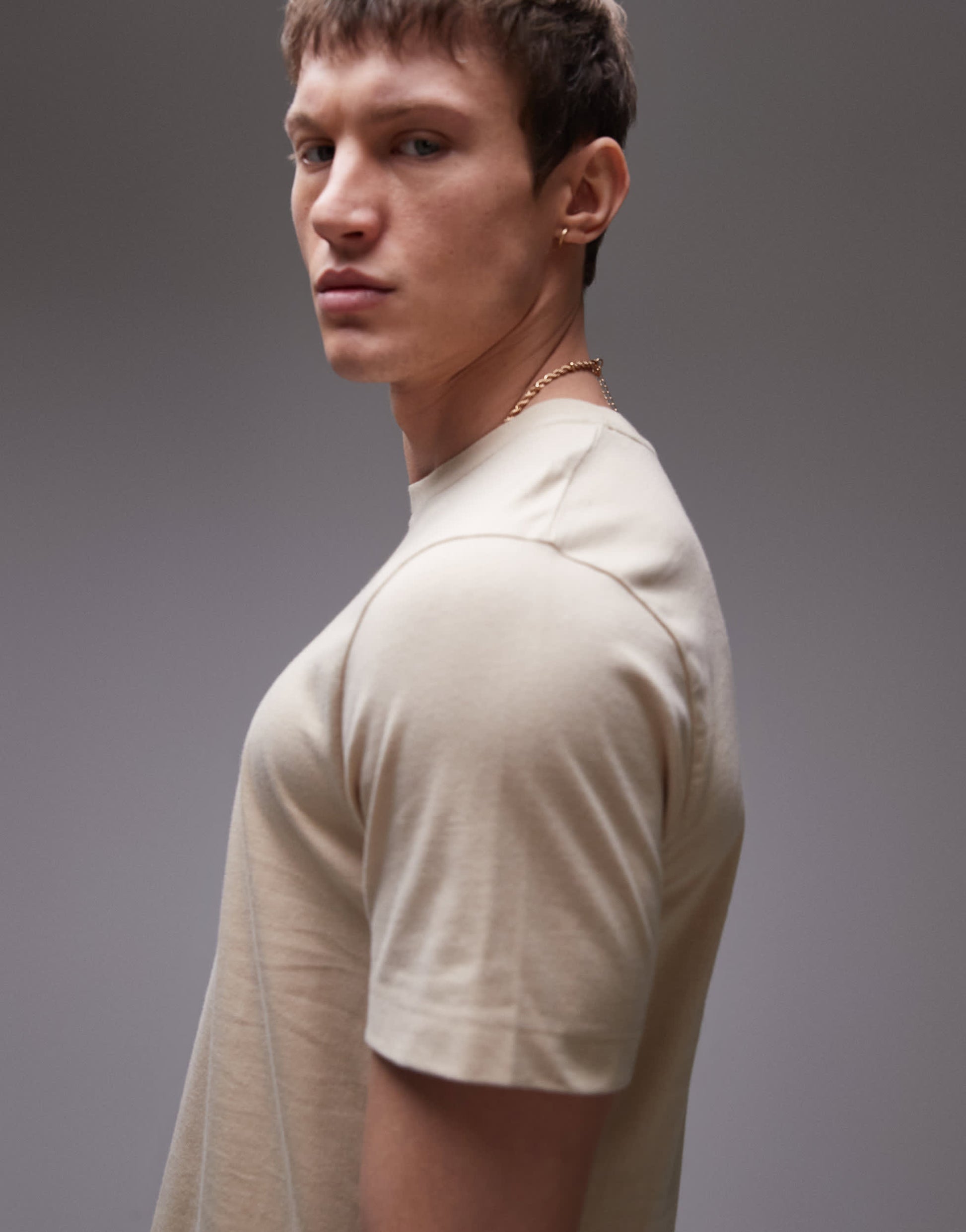 Topman classic fit t-shirt in stone