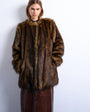 Topshop faux fur collarless mid length coat in ginger
