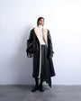 Topshop longline oversized funnel aviator borg coat in black and cream