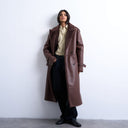 Topshop longline funnel oversized aviator borg coat in chocolate