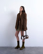 Topshop long brushed one button blazer coat with wool in chocolate