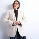 Manteau blazer long Topshop en laine brossée à un bouton, couleur crème