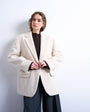Topshop longline brushed one button blazer coat with wool in cream