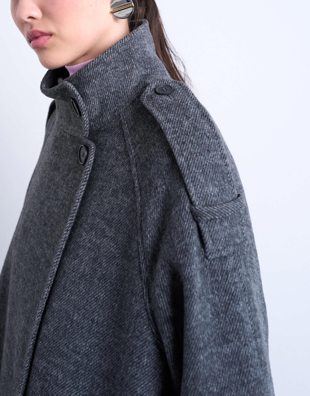 Topshop formal longline funnel neck car coat in grey